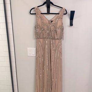 Nude beaded maxi dress